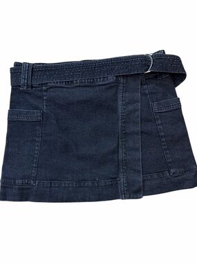 Rails Deanna Black Pearl Denim Utility Wrap Mini Skirt with Belt